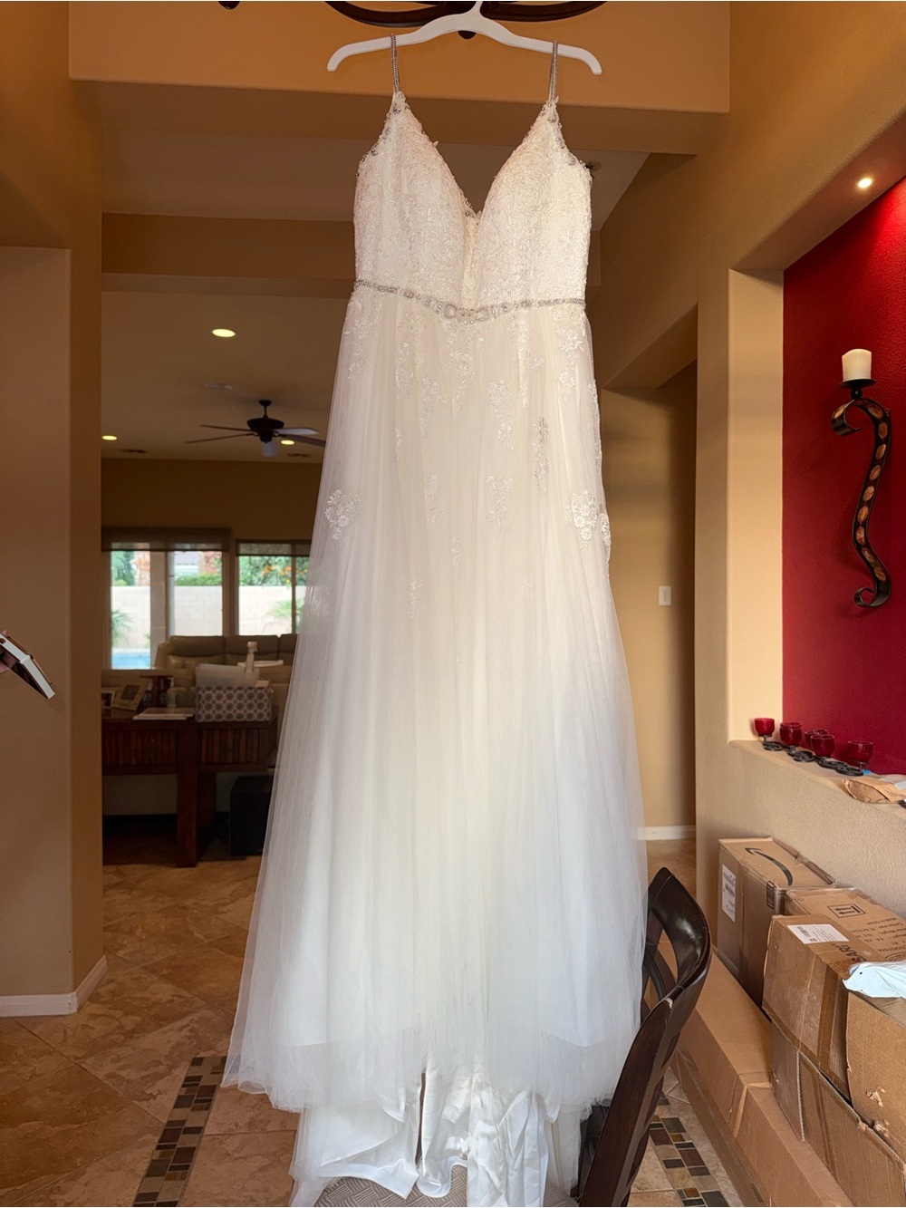 DaVinci White Bridal Gown with Delicate Beaded Waist